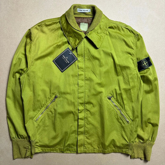 S/S 1988 Lime Green Raso Gommato Double Collar Bomber Jacket