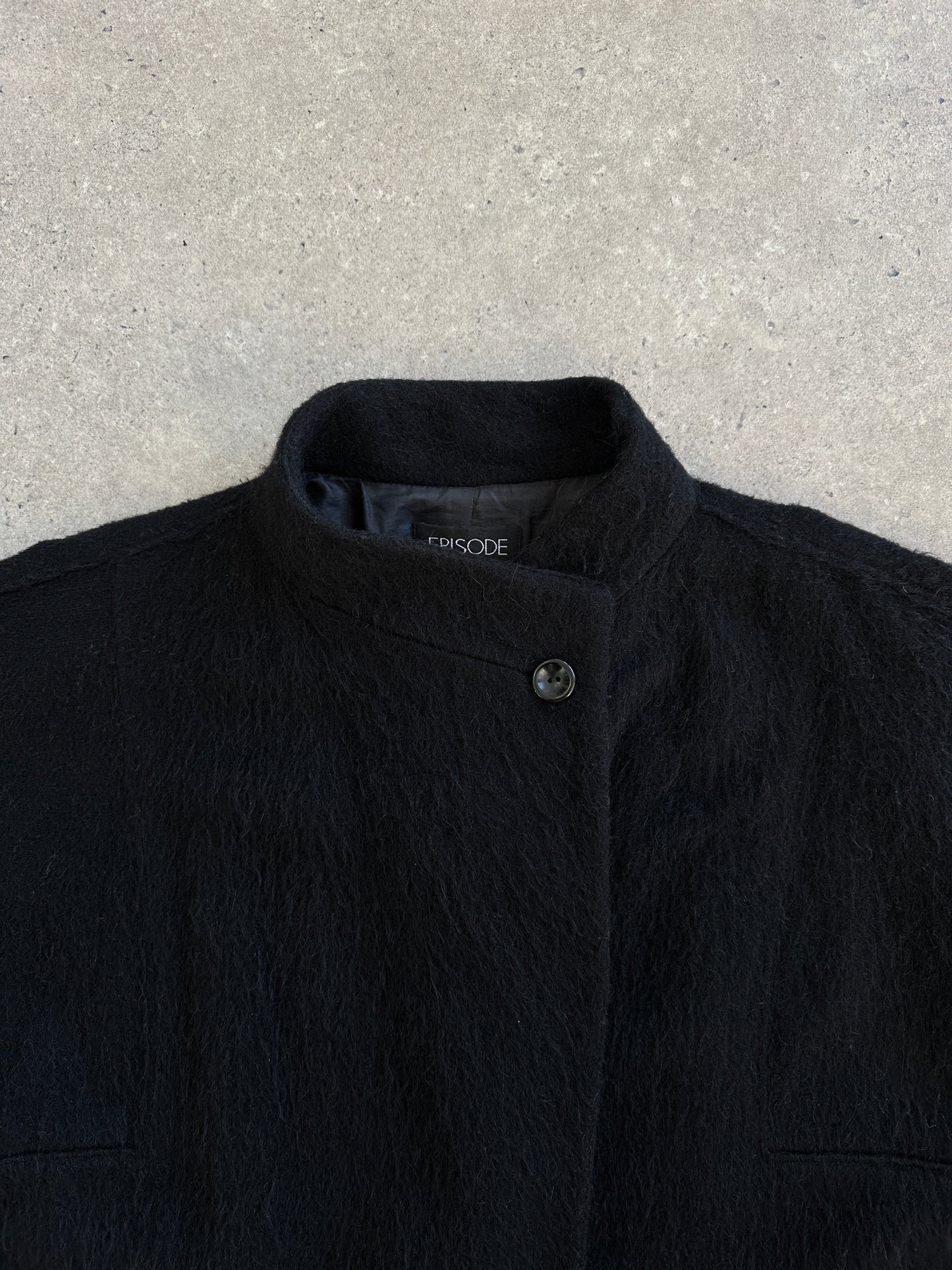 Vintage 1990s Wool Mohair High Neck Coat - M