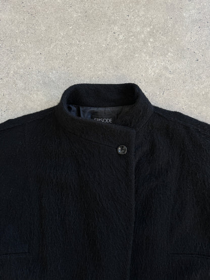 Vintage 1990s Wool Mohair High Neck Coat - M