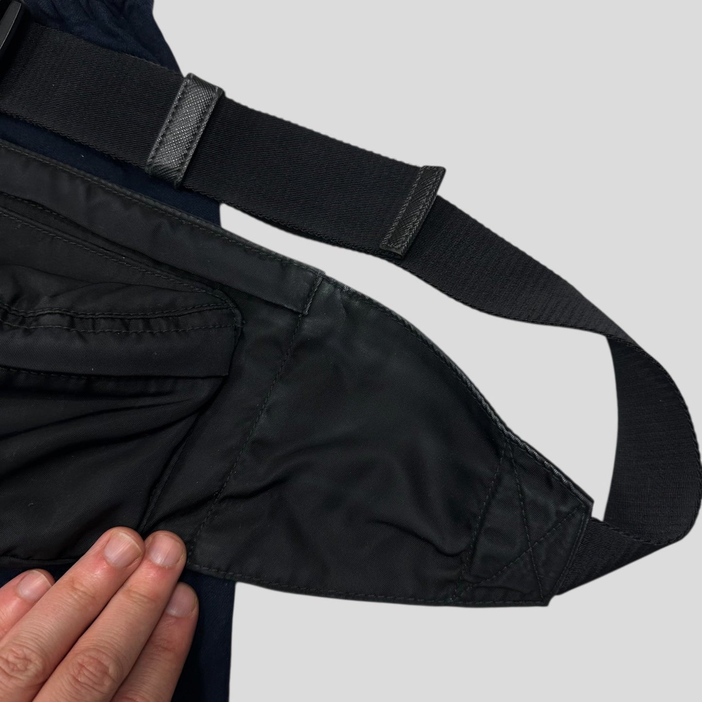 Prada Milano Plaque Logo Black Nylon Crossbody Beltbag