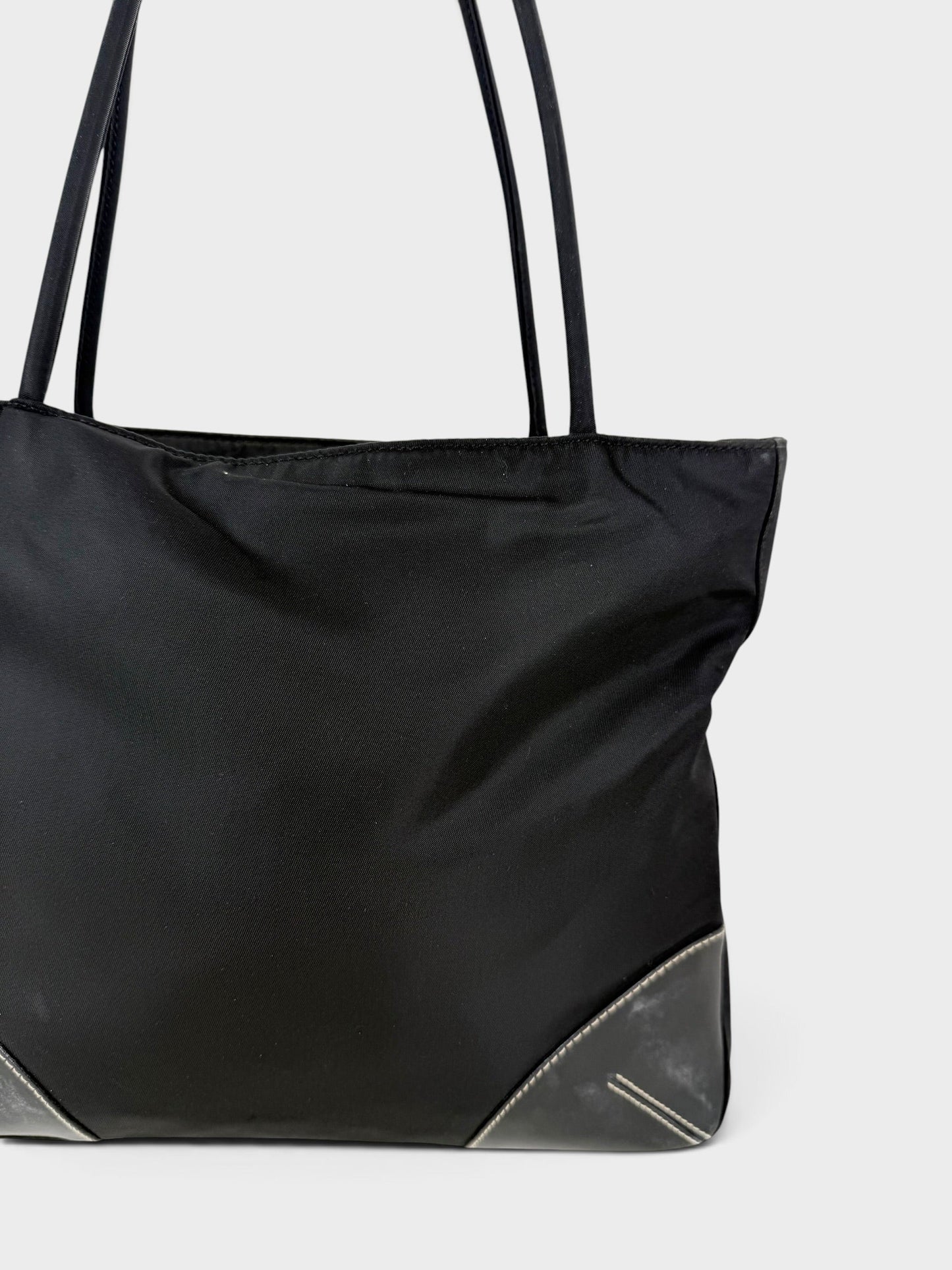 90s Prada Nylon Black Tote Bag | O/S, Black