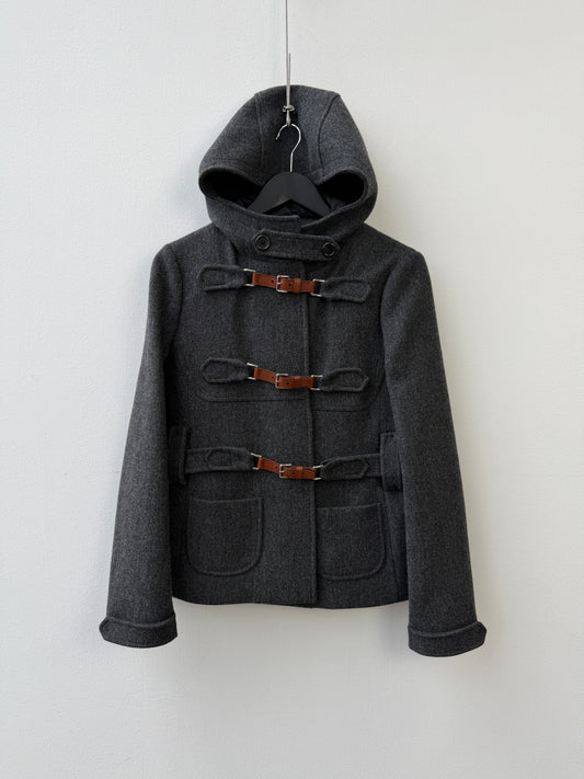 Prada 100% Virgin Wool Duffle Jacket | O/S, Charcoal