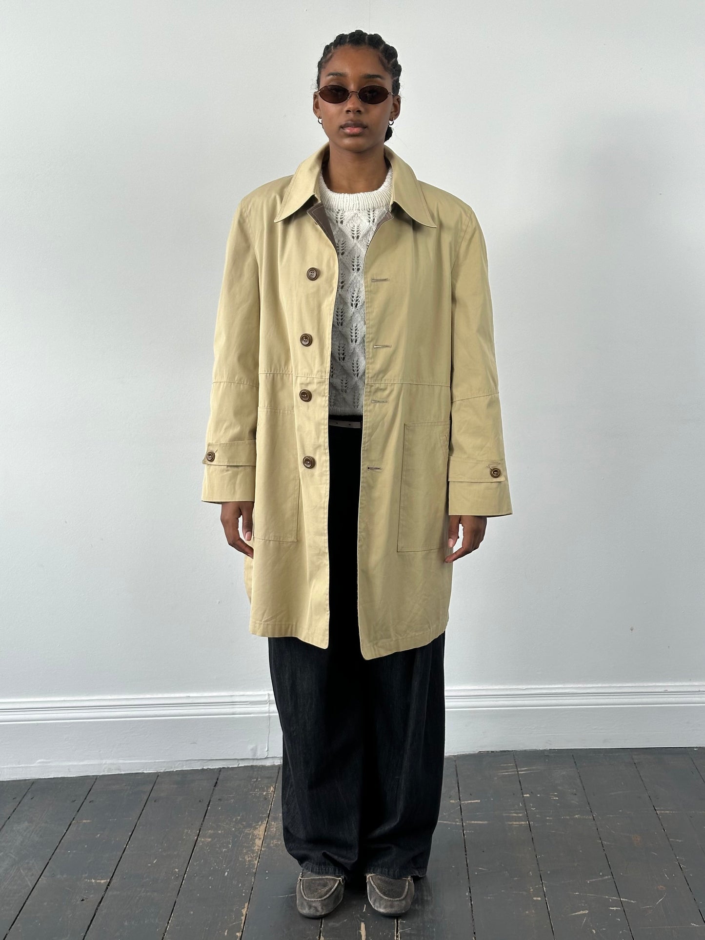 Christian Dior Paris 1980s Cotton Belted Trench Coat - M