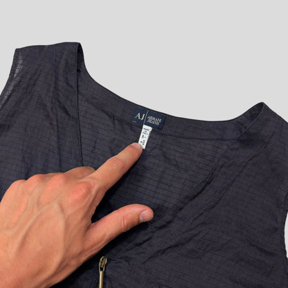 Armani Jeans 00’s Nylon Ripstop Hem Clasp Vest - M | Default Title, Navy