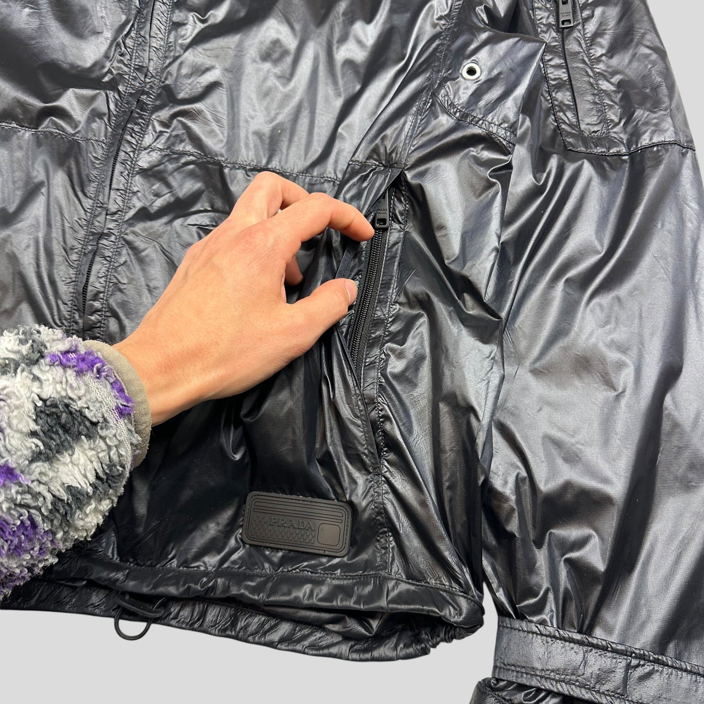 Prada Milano 2017 Rubberised Race Logo Technical Windbreaker - IT50 | Default Title, Black