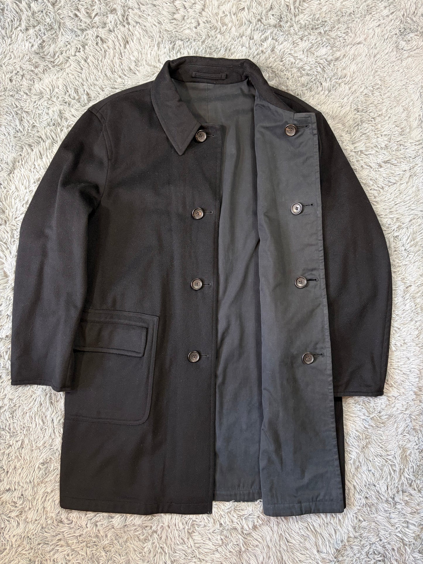 Gucci by Tom Ford 1999 Reversible Wool & Cotton Car Coat - L | O/S, Black