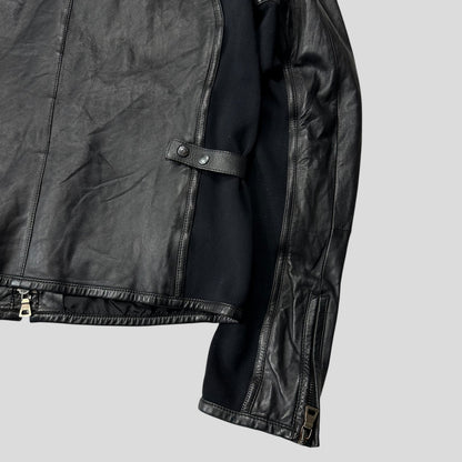 Prada Sport SS00 Leather Biker Curved Panelled Moto Jacket - IT48 (S) | Default Title, Black
