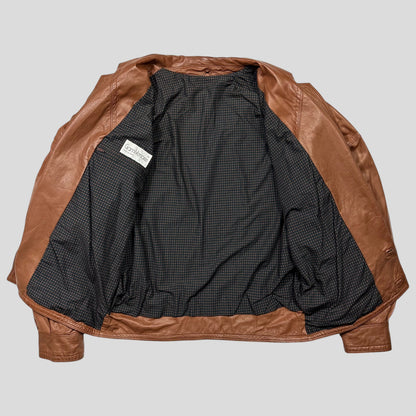 Gianni Versace 80’s Leather Kimono Open Bomber Jacket - L