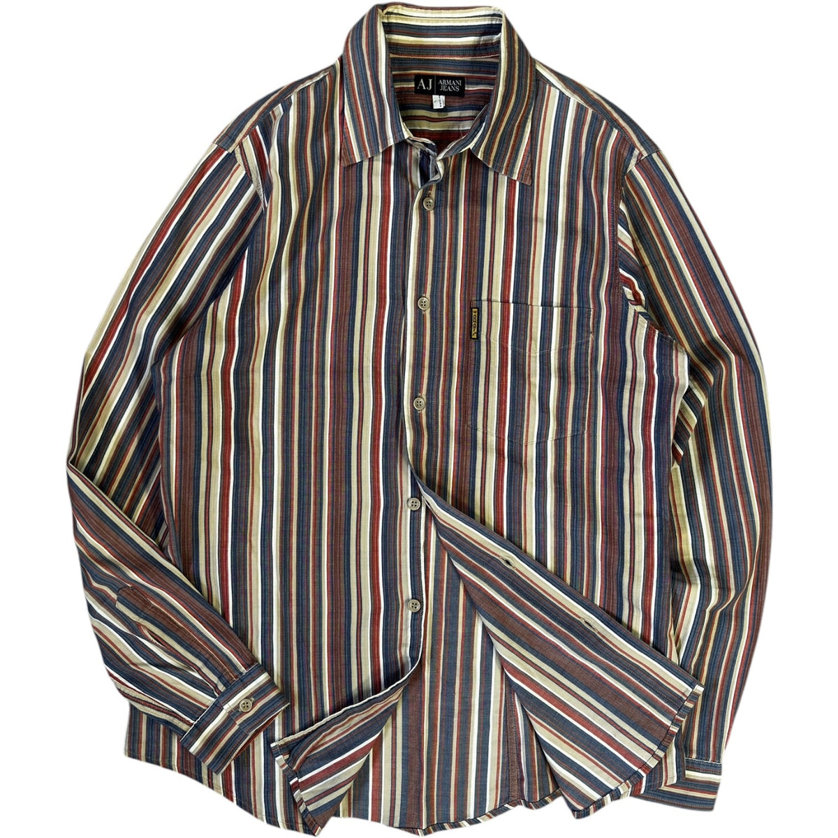 Armani Jeans 00's Striped Long Sleeve Shirt L | Large, Red