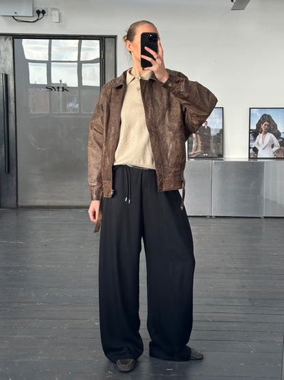 Vintage 1980s Aged Leather Jacket - S