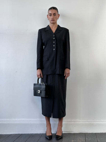 Jaeger 90s Pure Wool Two Piece Skirt Suit - M/W26