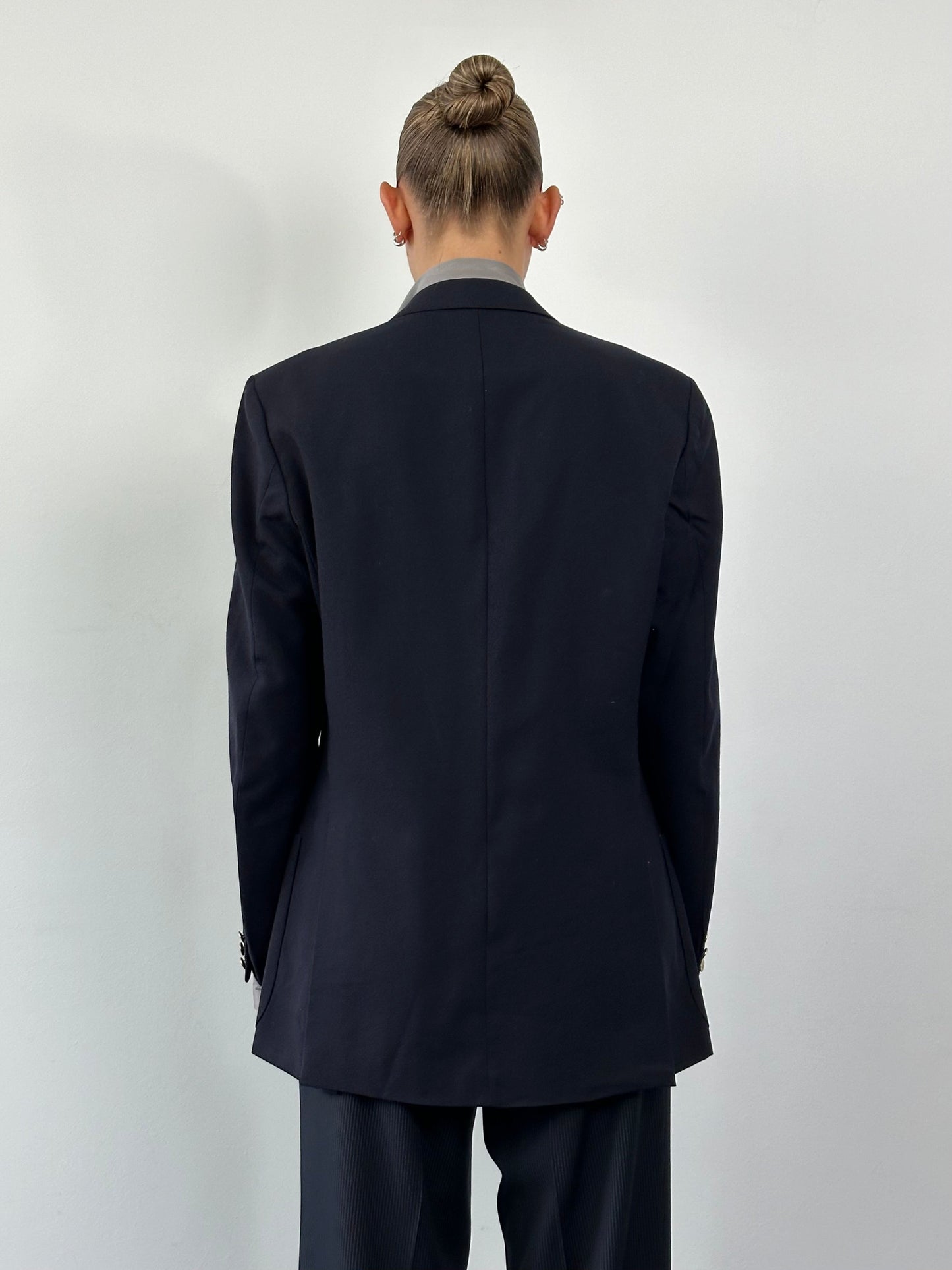 Burberry Bespoke Button Pure Wool Double Breasted Blazer - L