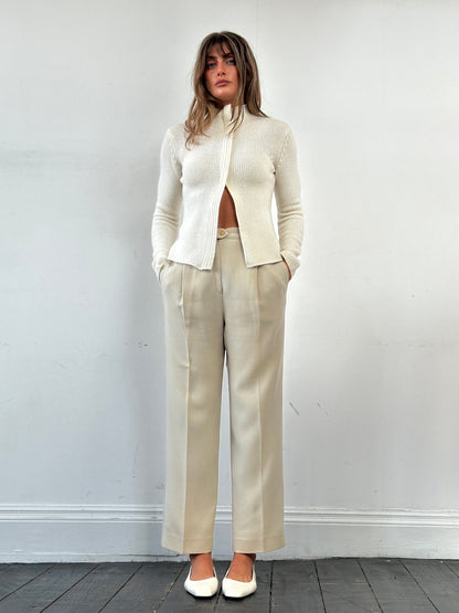 Max Mara Pure Wool Straight Leg Tailored Trousers - W28