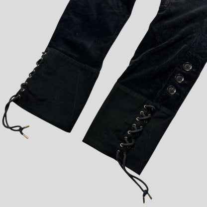 Gucci by Tom Ford 2004 Corduroy Laced Riding Logo Trousers - UK10 | Default Title, Black