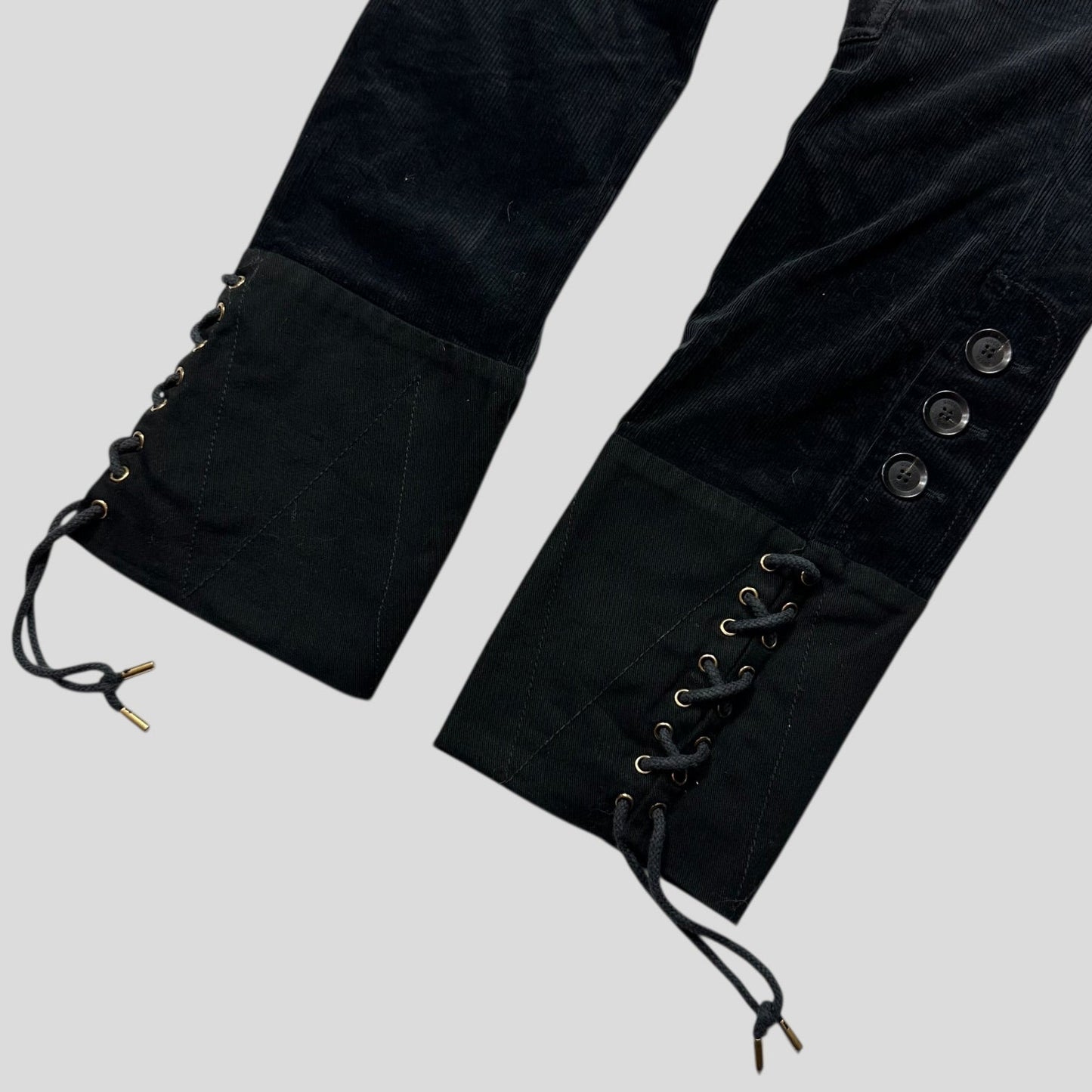 Gucci by Tom Ford 2004 Corduroy Laced Riding Logo Trousers - UK10 | Default Title, Black