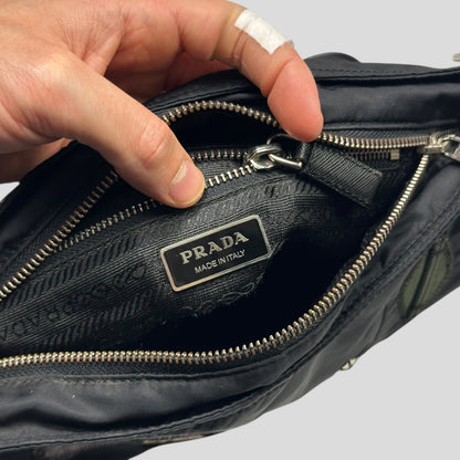 Prada Milano 00’s Python Leather Appliqué Reversible Nylon Crossbody Bag | O/S, Black