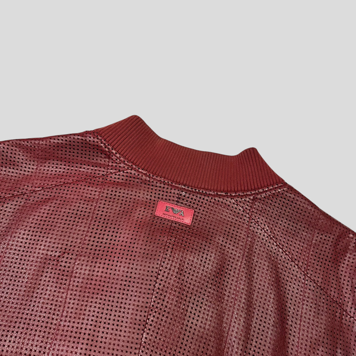 Emporio Armani 2009 Perforated Mesh Lambskin Leather Bomber - IT54 (L) | Burgundy