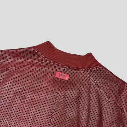 Emporio Armani 2009 Perforated Mesh Lambskin Leather Bomber - IT54 (L) | Burgundy