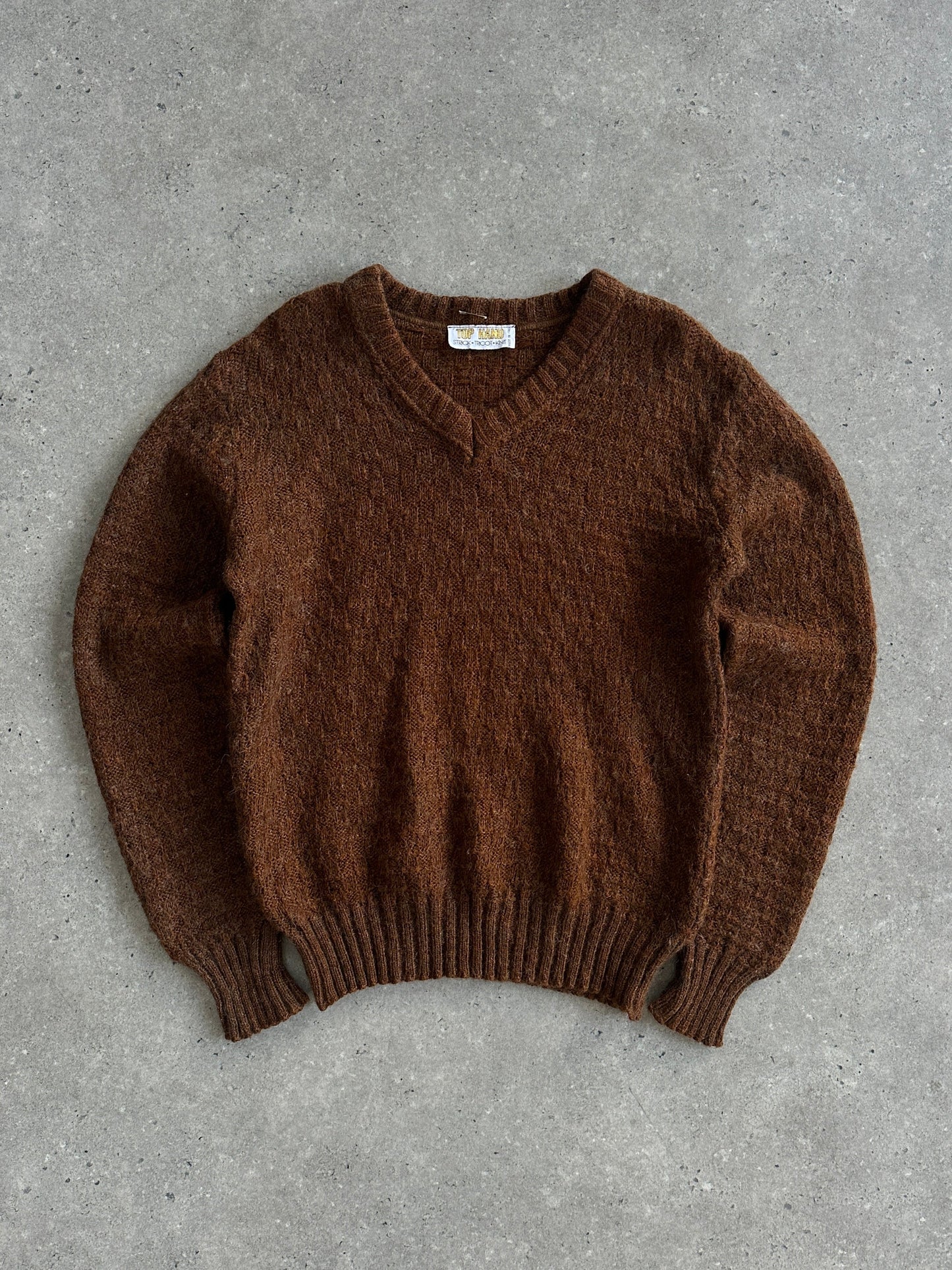 Italian Vintage Wool V Neck Knitted Jumper - M