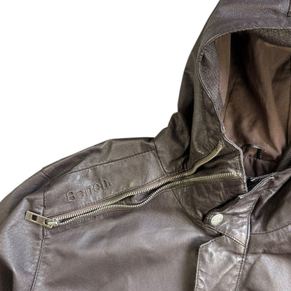 2000's Bench Asymmetric Zip Leather Jacket (L) | Large, Brown