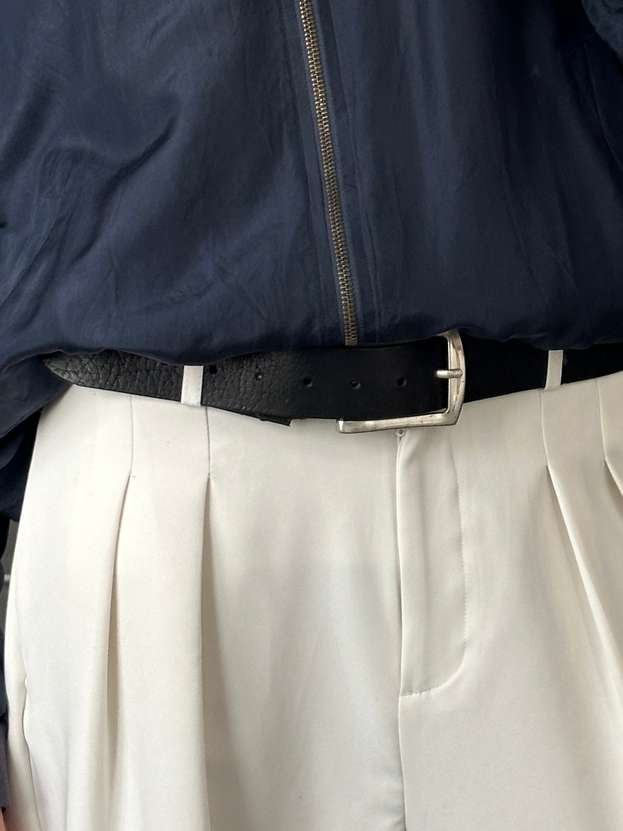 Italian Vintage 1990s Chrome Leather Belt - 34-38”