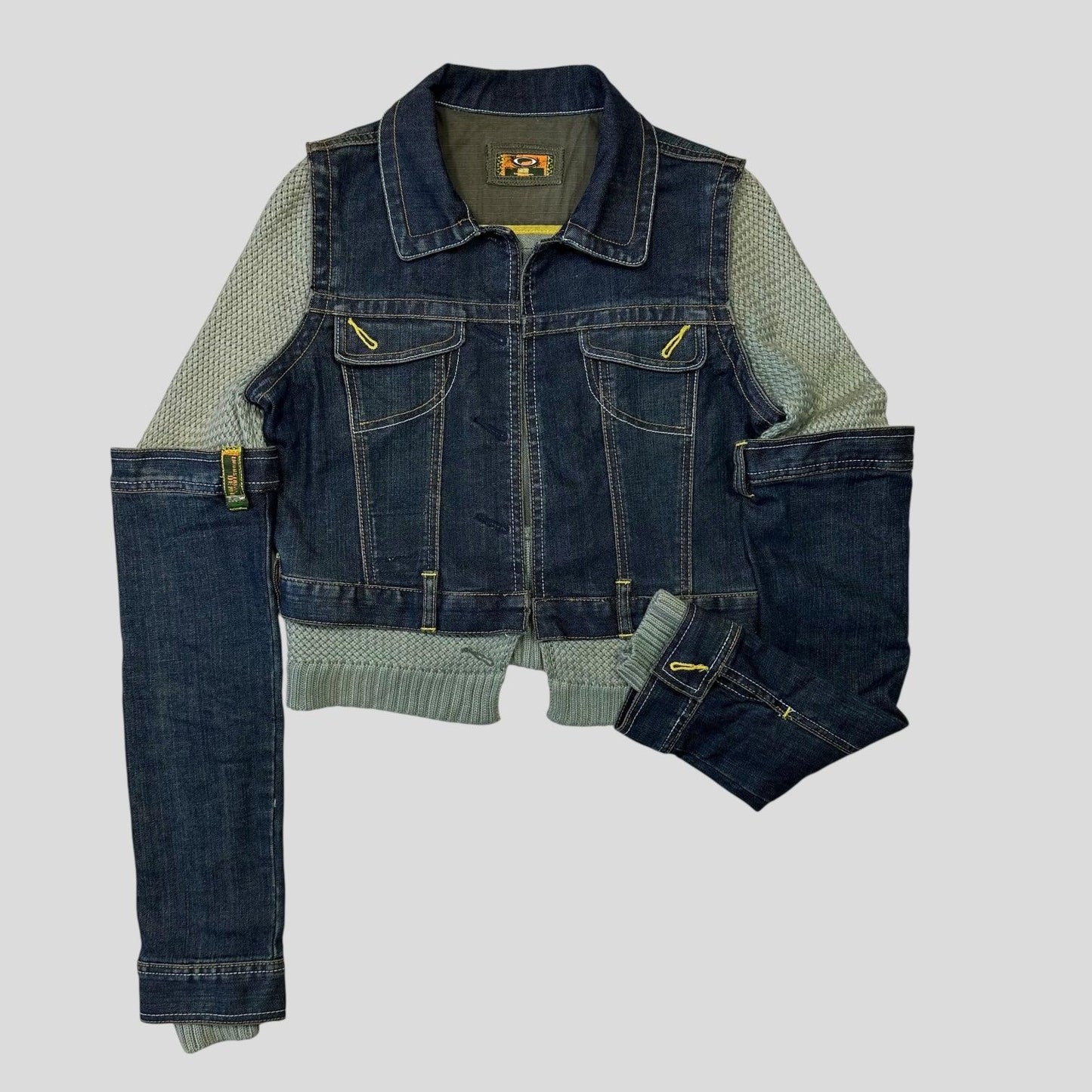 Oakley X Metal Industries 00’s Denim Knit Panelled SAMPLE Jacket - S