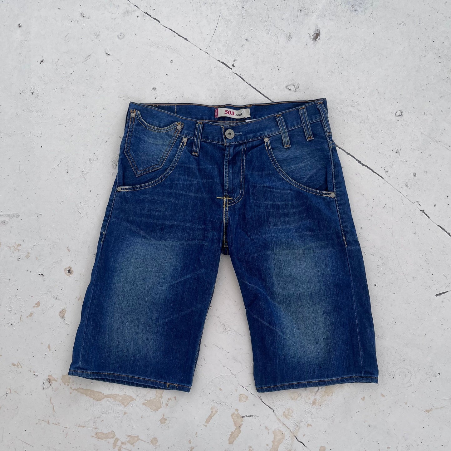 vintage 503 levis buckleback shorts | Blue, Blue