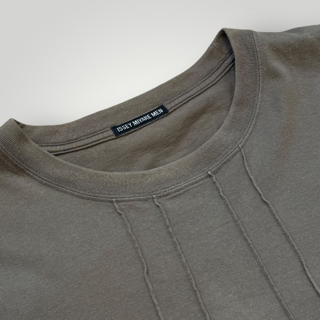 2000's Issey Miyake Men Verticle Seam T-Shirt M/L | O/S, Brown