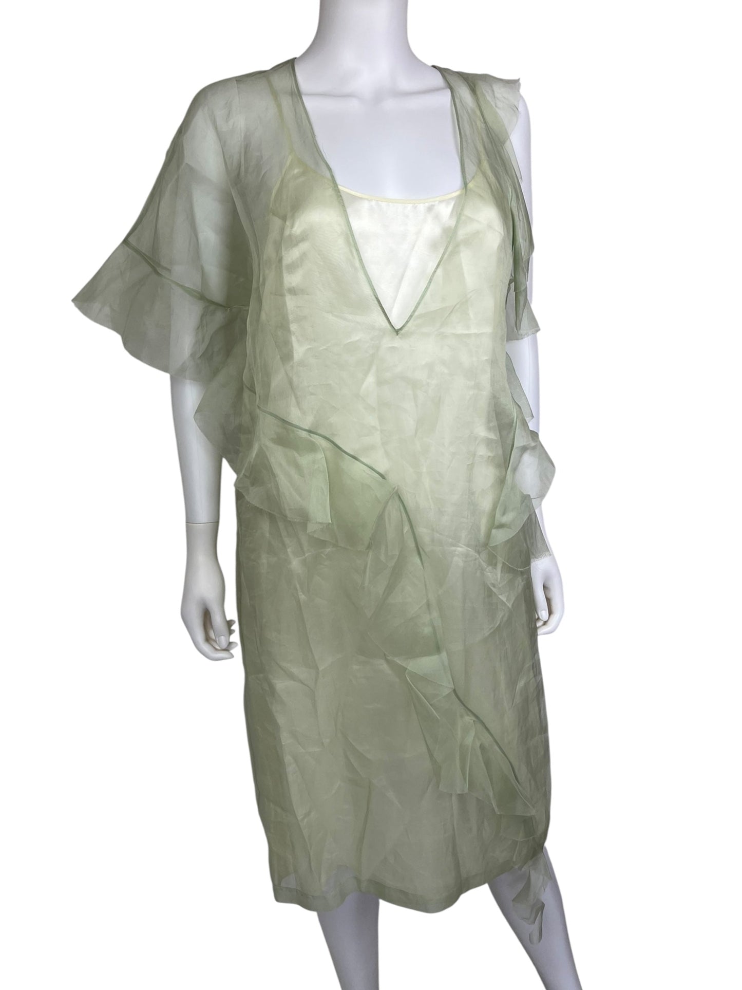 Maison Margiela S/S 2017 sheer silk dress | Green, Green