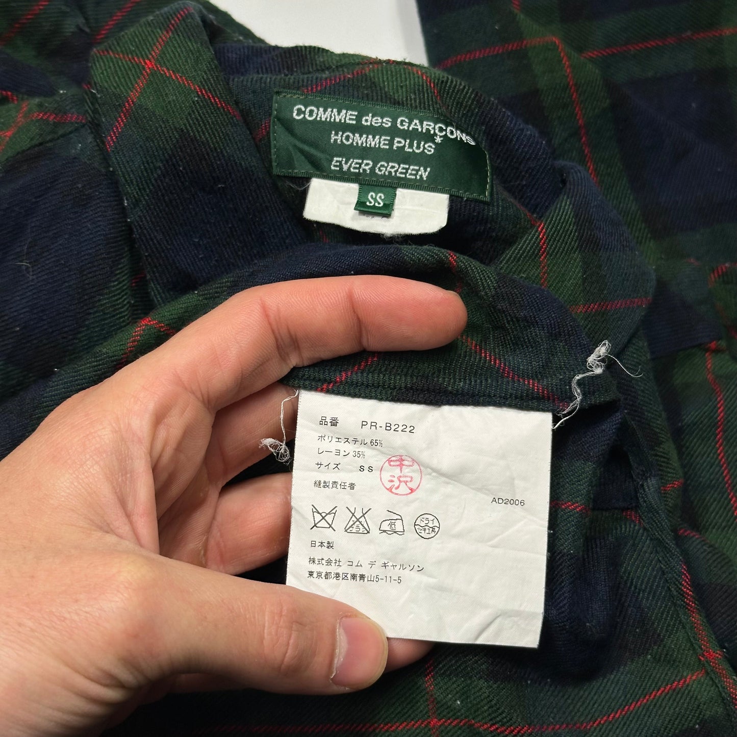Comme Des Garçons Homme Plus Evergreen 2006 Bias Plaid Shirt - S/M