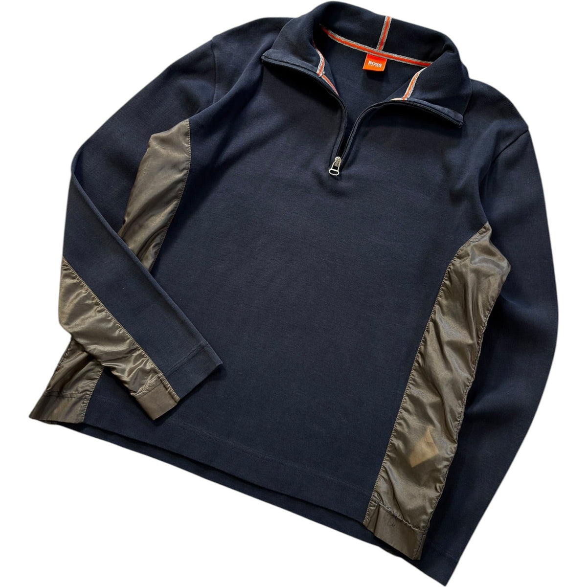 Hugo Boss Orange 00’s Panelled Translucent Quarter Zip Jumper L | Large, Multicoloured