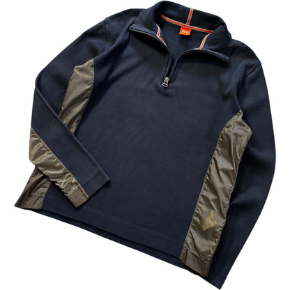 Hugo Boss Orange 00’s Panelled Translucent Quarter Zip Jumper L | Large, Multicoloured