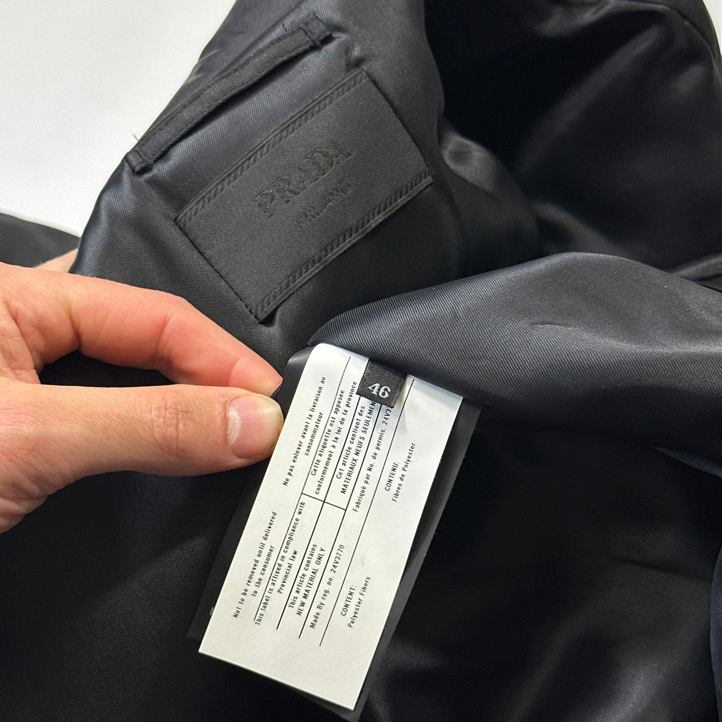 Prada Milano 2011 Gabardine Nylon Leather Jacket + Belt - M | Default Title, Black