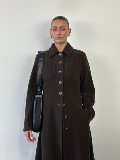 Max Mara Pure Wool A-Line Floor Length Coat - M