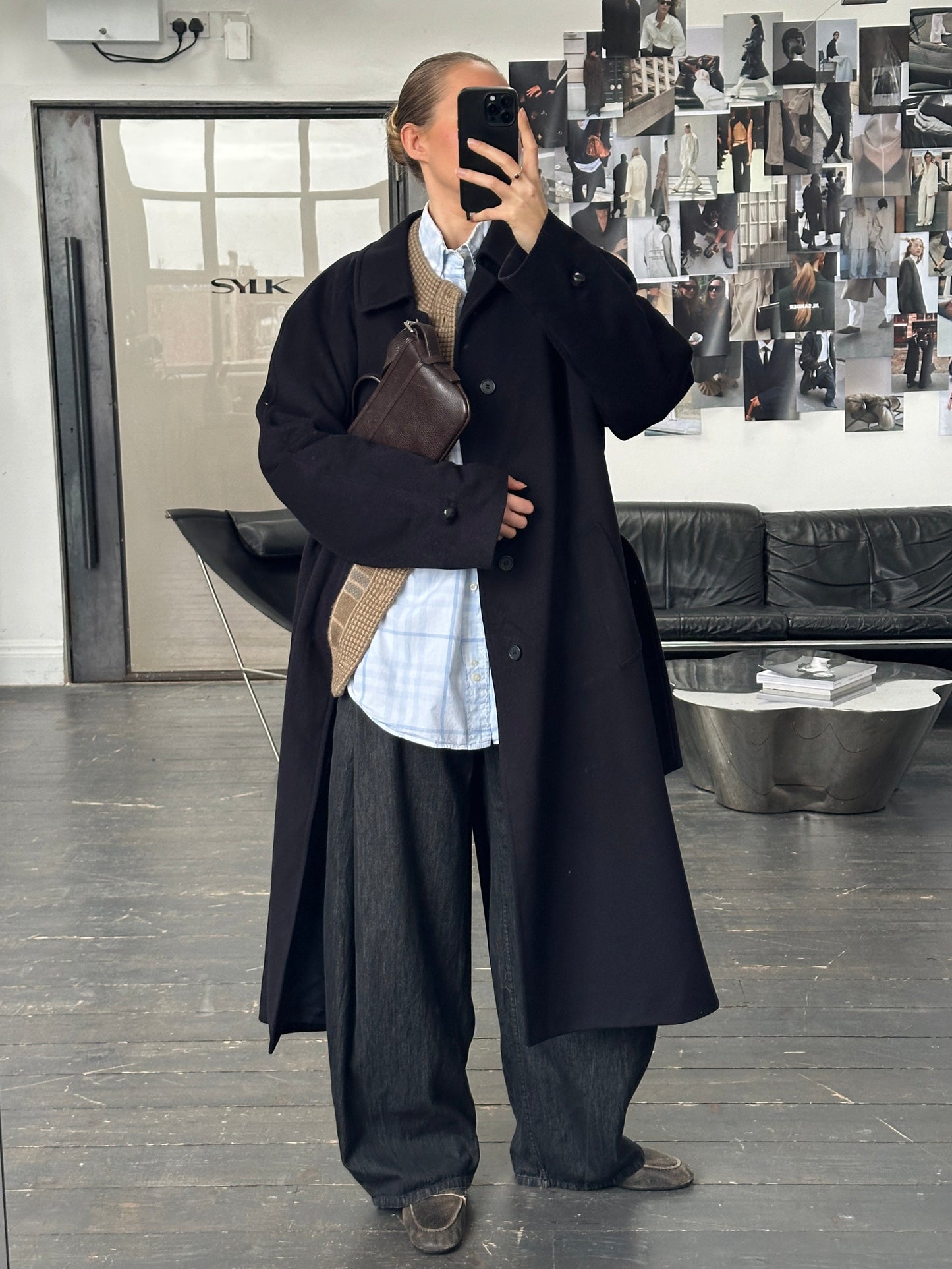 Vintage 1980s Pure Wool Concealed Placket Belted Coat - XL/XXL