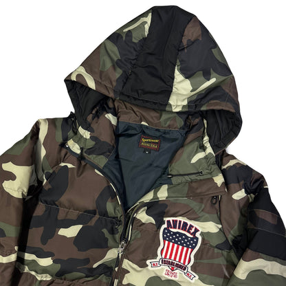 Avirex Spell Out Puffer Jacket In Camo ( M )