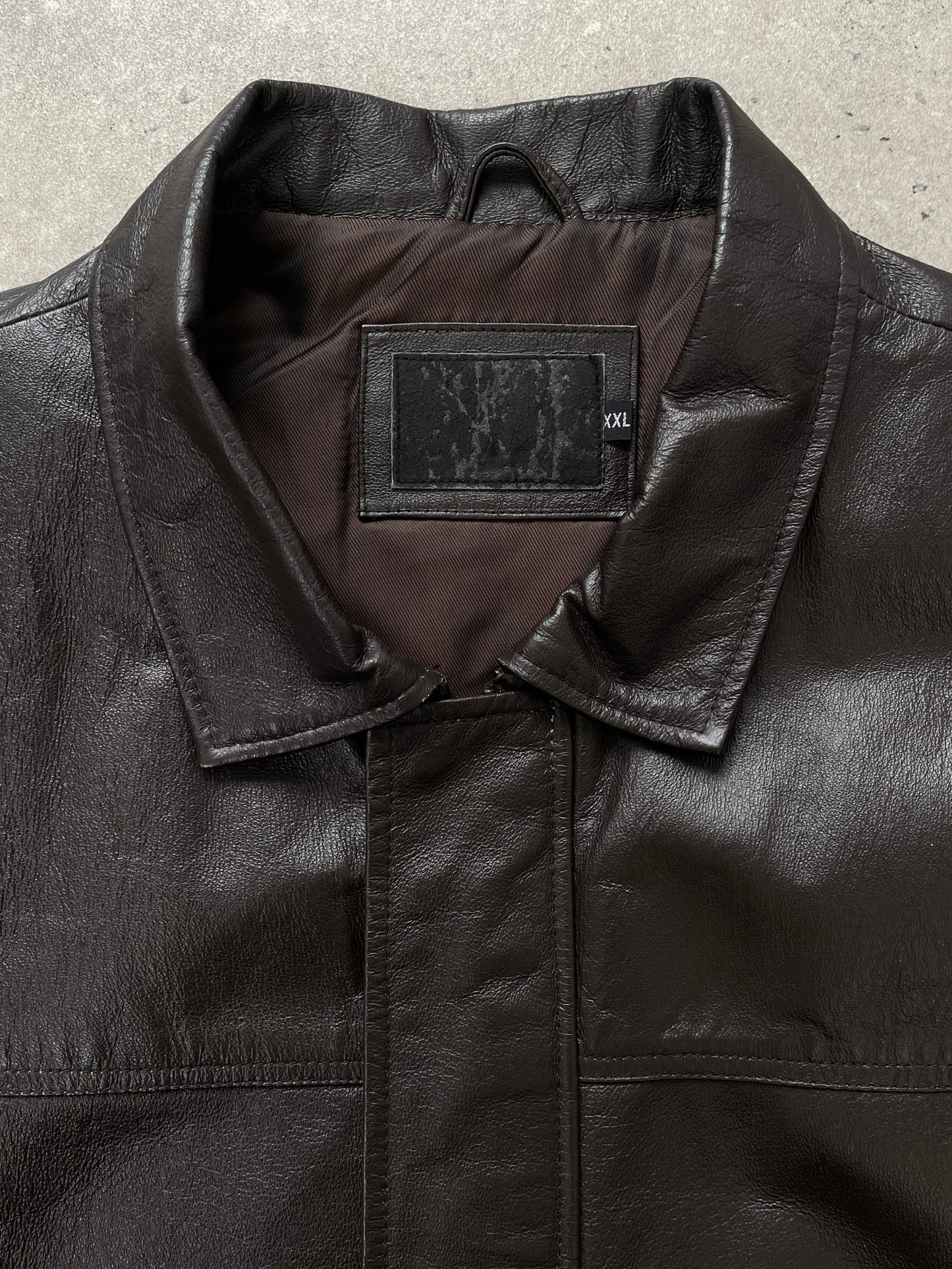 Vintage 1990s Concealed Placket Leather Bomber Jacket - XL/XXL