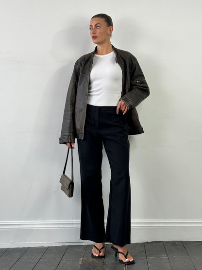 Max Mara Cotton Silk Mid Waisted Straight Leg Trousers - W34