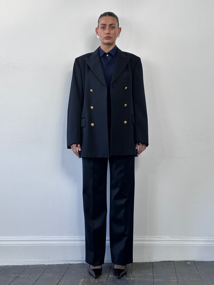 Vintage Bespoke Button Wool Double Breasted Blazer - 42L/L