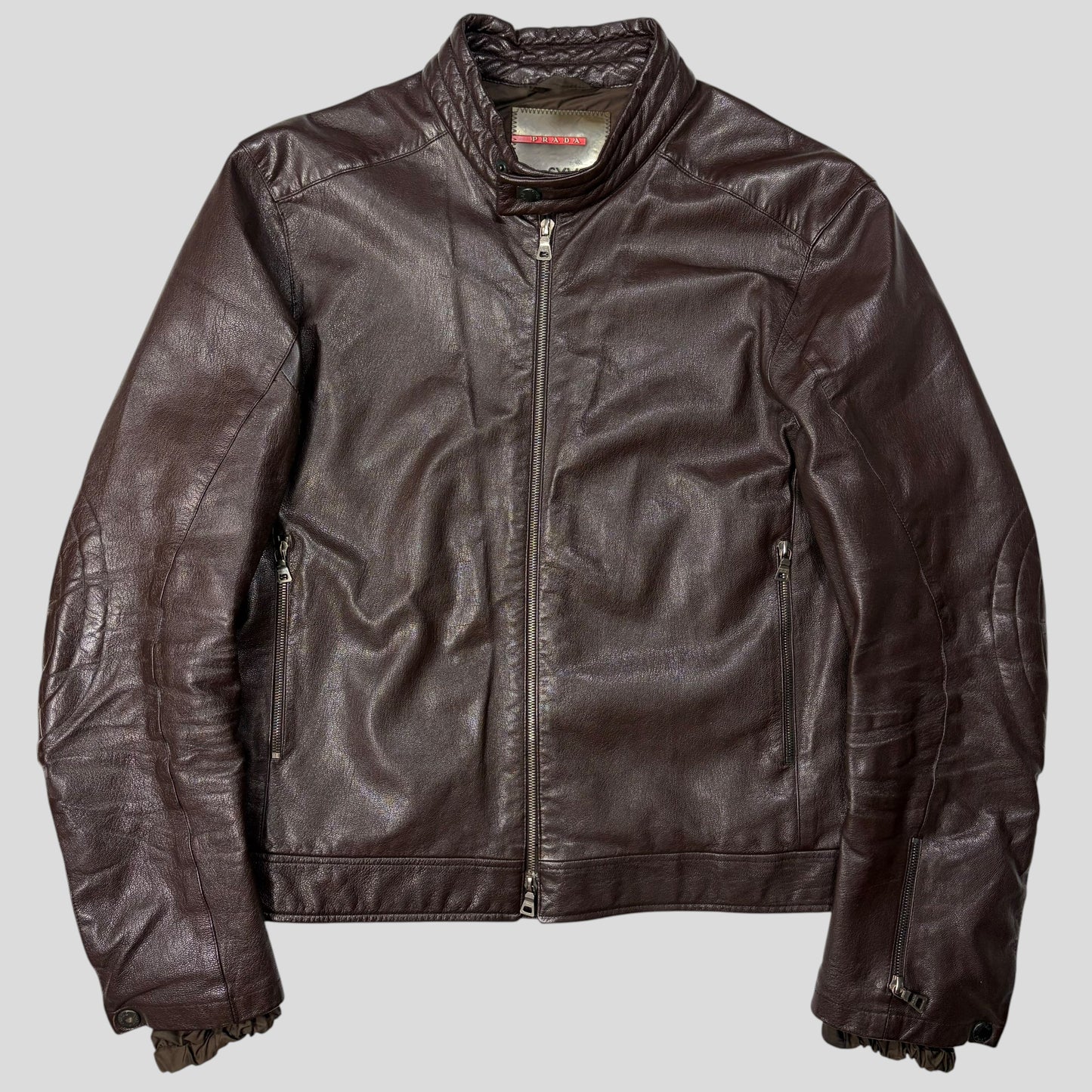 Prada SS00 Leather Articulated Elbow Detailed Moto Jacket - IT54 | Default Title, Brown