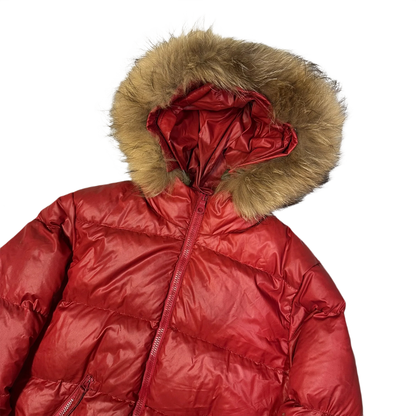 Duvetica Fur Hood Puffer Jacket In Red ( M )