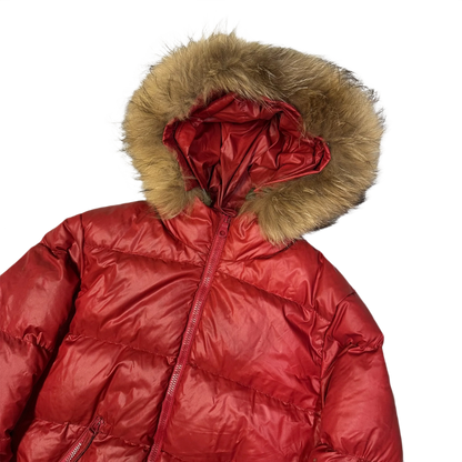 Duvetica Fur Hood Puffer Jacket In Red ( M )
