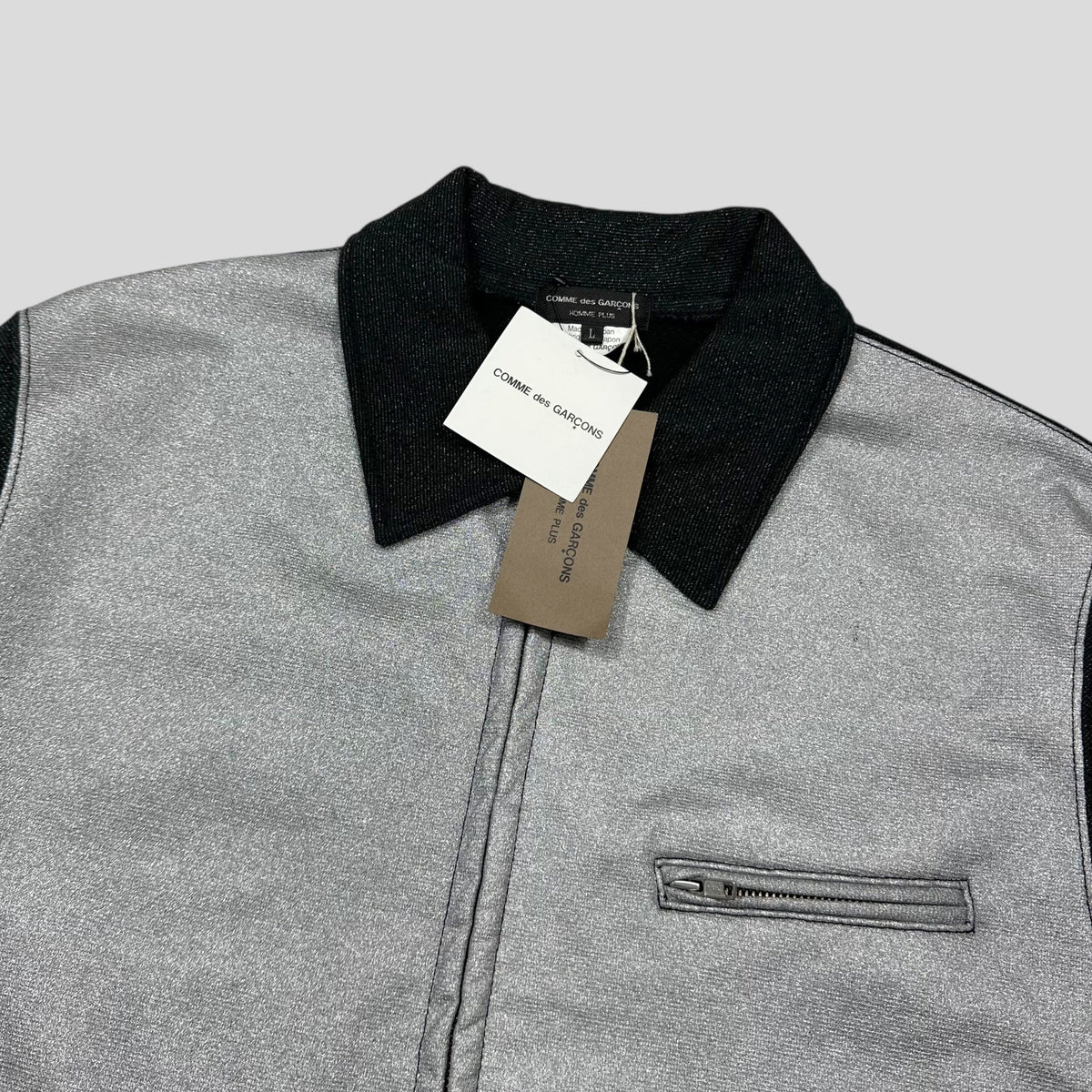 CDG Homme 2011 Silver Glitter Tri-pocket Work Jacket - L (M) | Grey