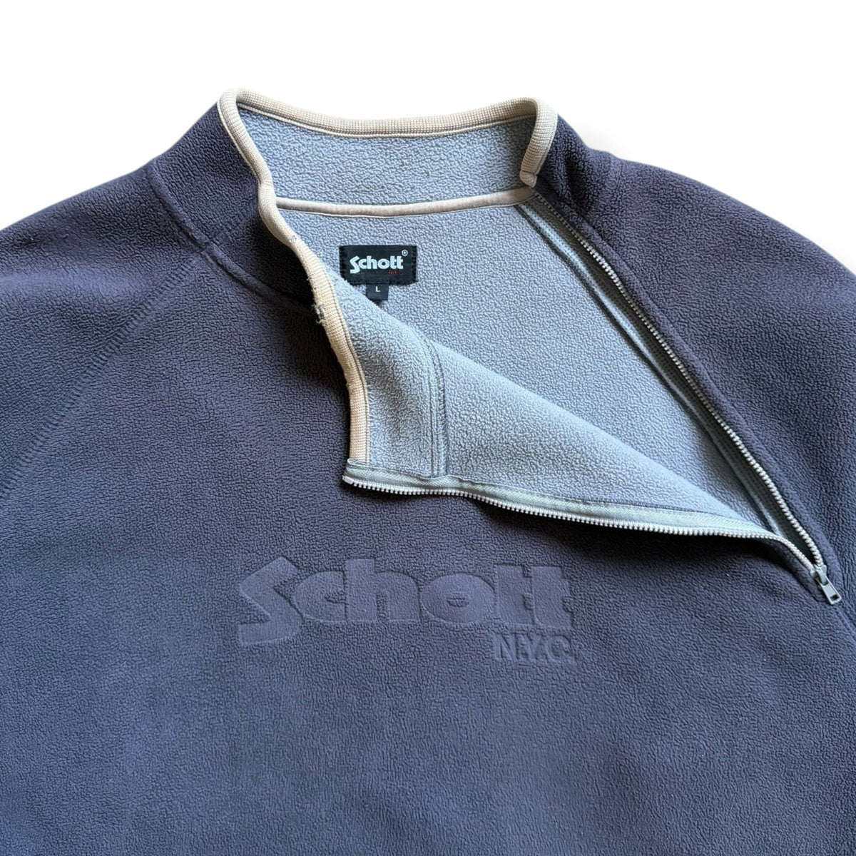 2000's Schott Asymmetric Zip Fleece Sweatshirt (L) | Large, Red
