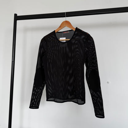 ss2000 prada sport asymmetrical neck mesh longsleeve top | O/S, Black