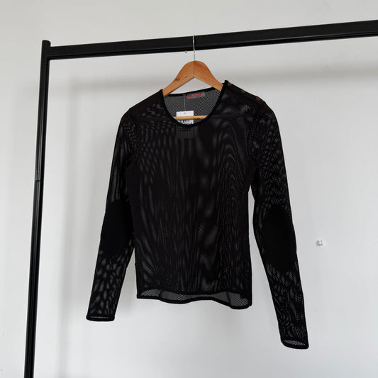 ss2000 prada sport asymmetrical neck mesh longsleeve top | O/S, Black