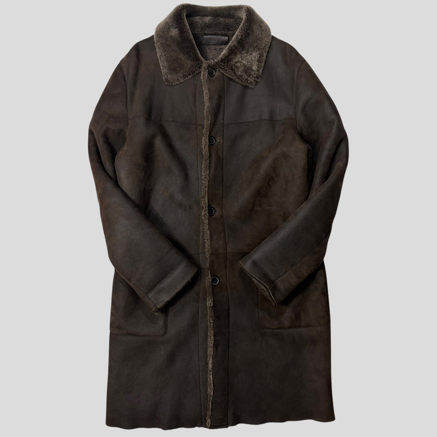 Prada Milano AW03 Shearling Sheepskin Leather Full Length Coat - M | Default Title, Brown