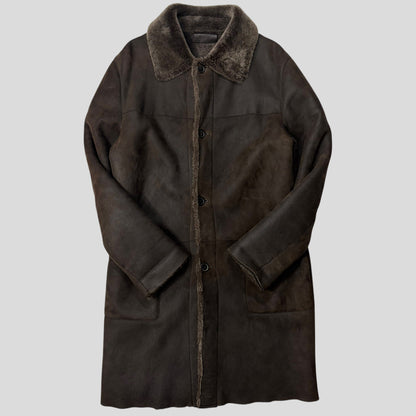 Prada Milano AW03 Shearling Sheepskin Leather Full Length Coat - M | Default Title, Brown