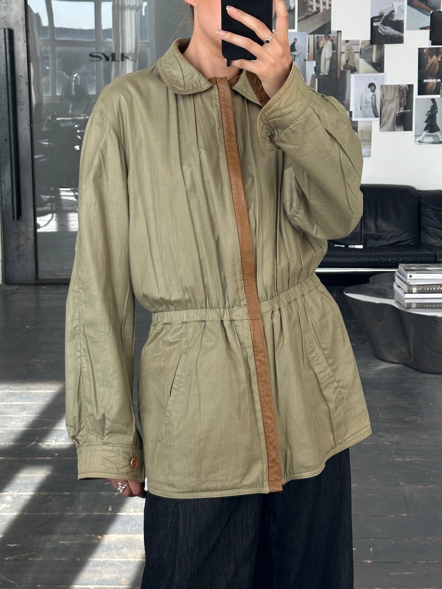 Italian Vintage 1980s Reversible Leather Cinched Jacket - XL