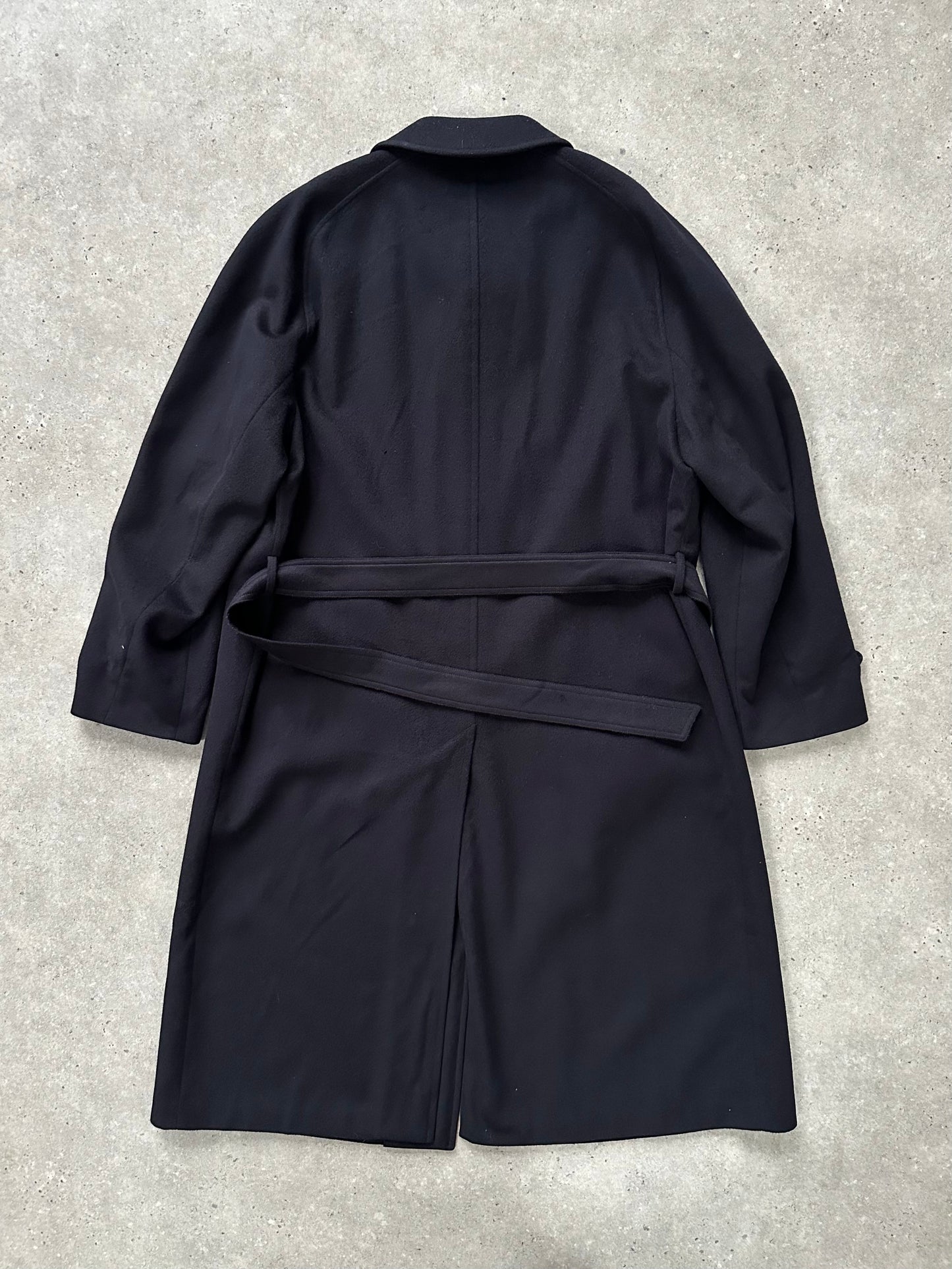 Vintage 1980s Pure Wool Concealed Placket Belted Coat - XL/XXL